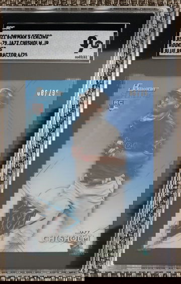 2021 Bowman Sterling Jazz Chisholm Jr Blue Refractor RC #BSR-79 6/25 SGC 9