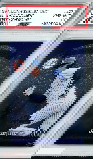 1997 DONRUSS LIMITED DEREK JETER LOU COLLIER #22 LIMITED EXPOSURE PSA 10 GEM MT