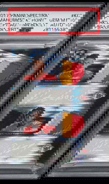 2017 spectra Black Light 3/3  Patrick Mahomes & Hunt dual patch autograph PSA 10 PSA 10 auto . Highest graded copy  