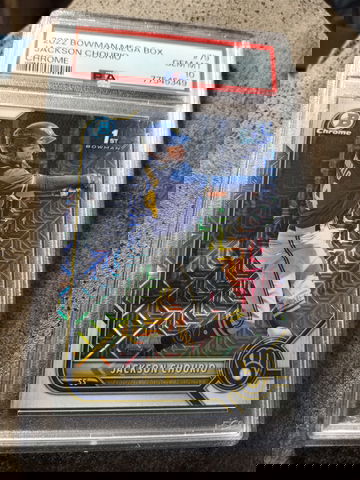 PSA 10 JACKSON CHOURIO 1st 2022 Bowman Chrome MEGA BOX Rookie Card RC GEM MINT