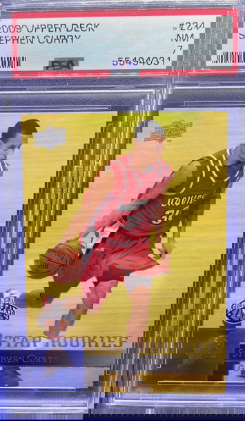 2009 Upper Deck Stephen Curry Rookie Card RC #234 Warriors NM Near Mint PSA 7