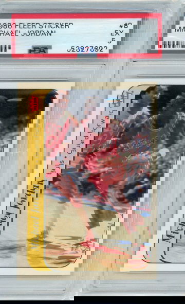 1986 Fleer Sticker Michael Jordan ROOKIE RC #8 PSA 5 EX