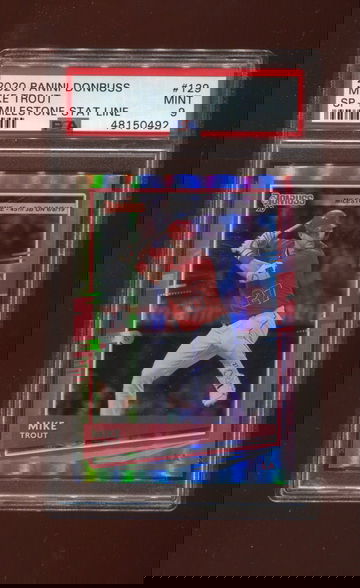 2020 Panini Donruss #129 MIke Trout SP - Milestone Stat Line /45  PSA 9 MINT