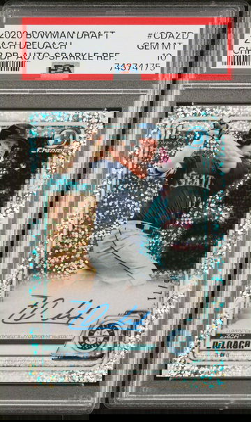 2020 BOWMAN DRAFT AUTO ZACH DELOACH SPARKLE PSA 10