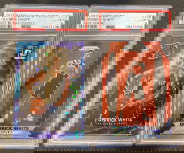 Derrick White PSA 9 Lot (Fast Break Optic 127/155 and Prizm Red Ruby)