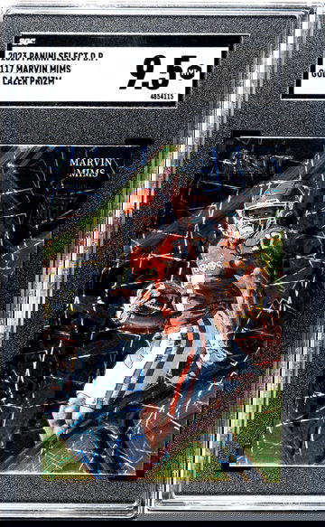 2023 Panini Select Draft Picks #117 Marvin Mims Gold Lazer Prizm SGC 9.5