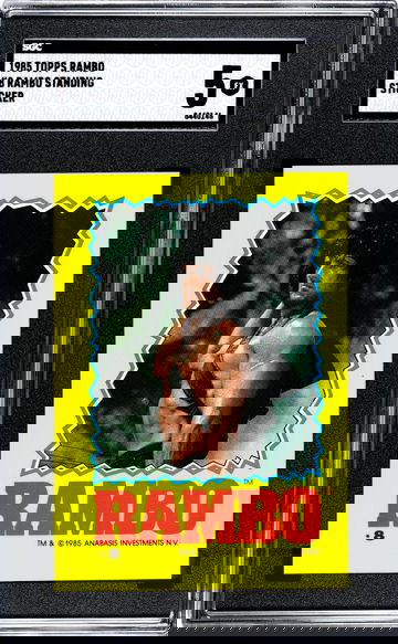 Sylvester Stallone Rambo Topps SGC 5 Sticker 1985 Standing