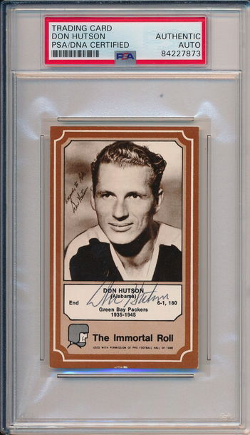 Don Hutson HOF Packers 1974 Fleer Immortal Roll Signed Autographed Card PSA/DNA 152845