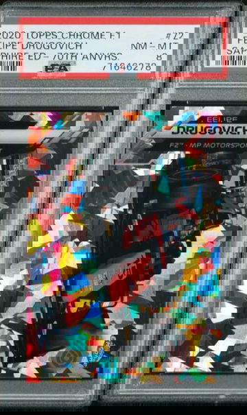 2020 TOPPS CHROME F1 SAPPHIRE FELIPE DRUGOVICH 70TH ANNIVERSARY SP /70 #72 PSA 8