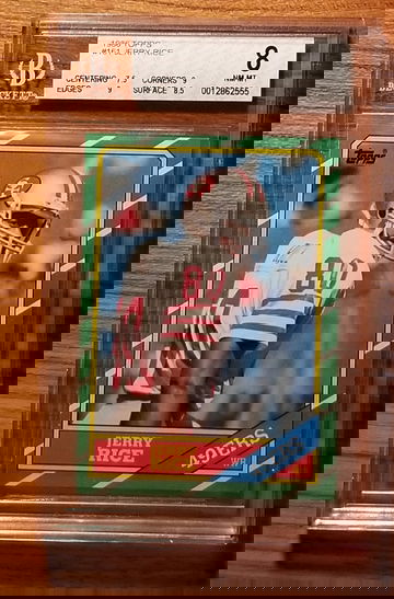 1986 topps jerry rice rookie rc #161 bgs 8 near mint