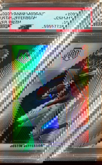 2020 prizm mosaic Justin Jefferson silver prizm PSA 10