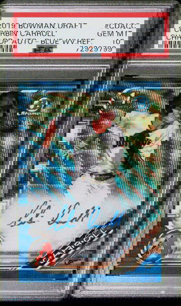 2019 Bowman Chrome Corbin Carroll Blue Wave Refractor Auto /150 PSA 10 RC Card