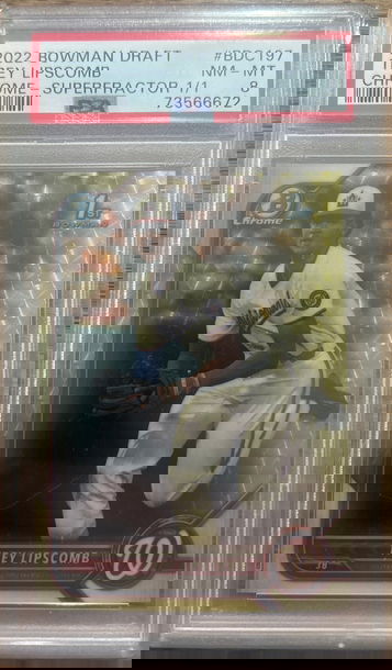 2022 bowman chrome draft Trey Lipscomb superfractor 1/1 PSA 8 