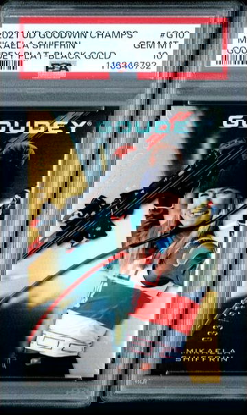 2021 Upper Deck Goodwin Champions Mikaela Shiffrin Goudey Platinum Black & Gold PSA 10