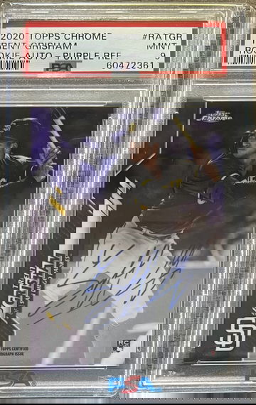 /250 TRENT GRISHAM 2020 TOPPS CHROME PURPLE AUTO PSA Slab MINT Yankees Padres RC