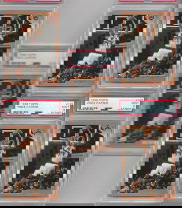 LOT OF 5- PSA 9 MINT 1998 TOPPS VINCE CARTER ROOKIE CARD CARD #199