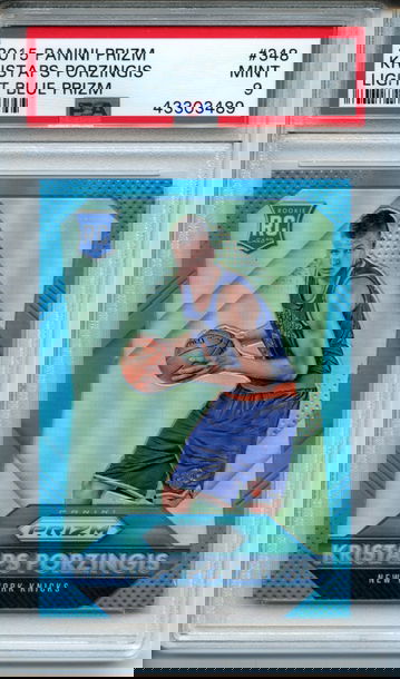 2015 Panini Prizm Kristaps Porzingis Light Blue Prizm 80/199 PSA Mint 9