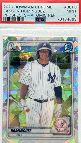 2020 BOWMAN CHROME JASSON DOMINGUEZ PROSPECTS - ATOMIC REF. #BCP8 PSA 9 MINT