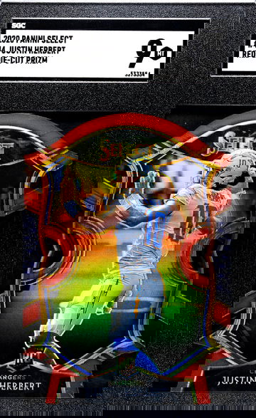 2020 Panini Select Justin Herbert Red Die Cut Prizm SGC 9