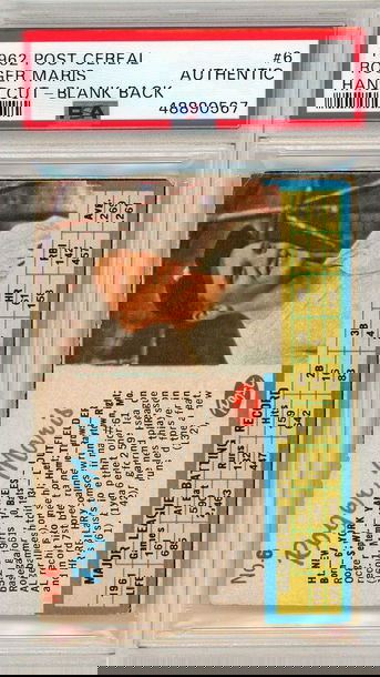 1962 Post Cereal Roger Maris Hand Cut #6 PSA Authentic P1344