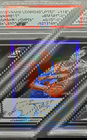 2019-20 Donruss Optic RJ BARRETT RC Purple Autograph PSA 10/DNA 10 Gem Mint POP 1