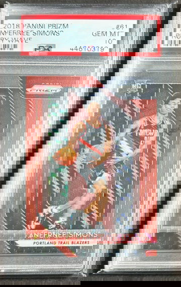 2018 Panini Prizm Anfernee Simons Ruby Wave #61 RC PSA 10