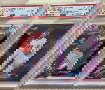Shohei Ohtani Bowman and Topps Chrome PSA 10 lot of 2 cards