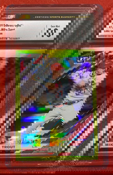 2019 Donruss Optic Mike Trout #170 Lime Green CSG 10 Anaheim Angels