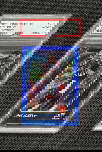 2021 Panini Donruss Optic Mac Jones Blue Scope Prizm Rated Rookie RC #206 PSA 10