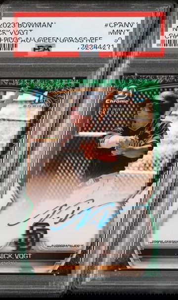2023 Bowman Chrome Nick Vogt 1st Green Grass Refractor Auto /99 PSA 9 MINT