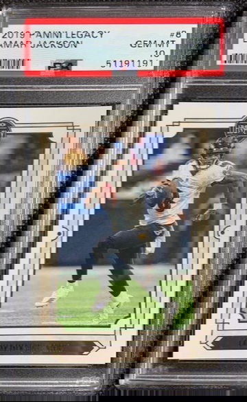 2019 Panini Legacy #8 Lamar Jackson PSA 10 Gem Mint Baltimore Ravens MVP