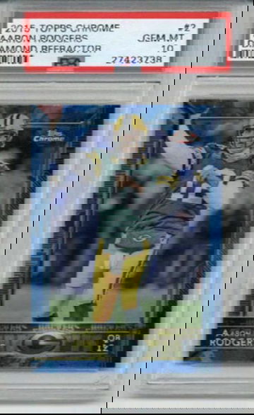 2015 TOPPS CHROME DIAMOND REFRACTOR #2 AARON RODGERS PACKERS PSA 10 LOW POP RARE