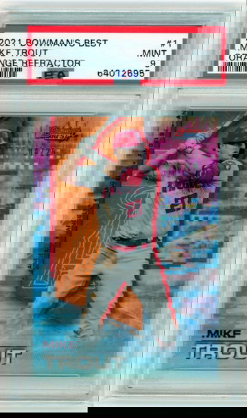 2021 Bowman's Best #1 Mike Trout Orange Refractor PSA 9 MINT!