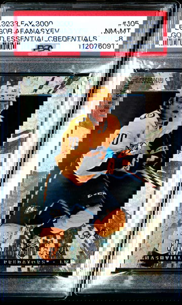 2023 E-X 2000 EGOR AFANASYEV GOLD ESSENTIAL CREDENTIALS # 12/50 PSA 8