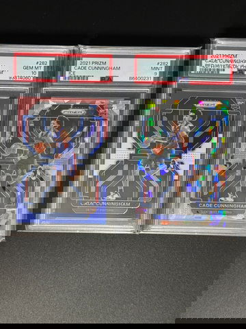 Cade Cunningham 2021 Prizm Red White Blue PSA 10 & Ice PSA 9