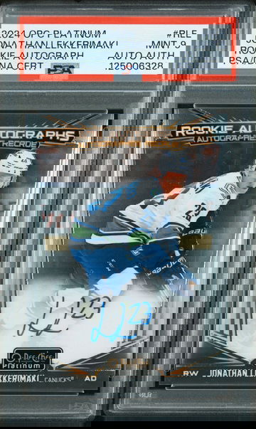 2024 O-Pee-Chee Platinum Rookie Autographs Jonathan Lekkerimaki #R-LE Auto PSA 9