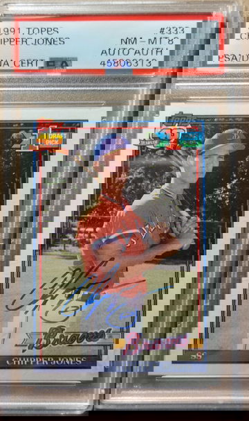 Chipper Jones 1991 Topps #333 PSA 8 with Auto Authentication