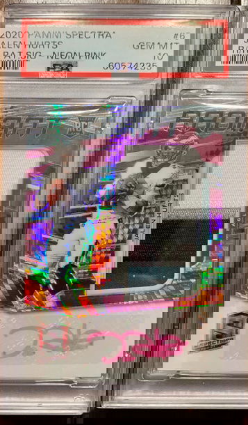 2020 Panini Spectra Radiant Rookie Signatures Neon Pink Jalen Hurts PSA 10 POP 1