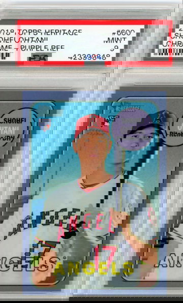 2018 Topps Heritage #600 Shohei Ohtani Chrome Purple Refractor PSA 9 MINT!