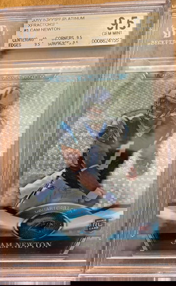 2011 Topps Platinum Xfractors Cam Newton Rookie #1 BGS 9.5 Loose Label + chipped top left corner of slab