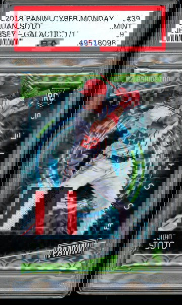 2018 Panini Cyber Monday #39 Juan Soto RC Galactic 1/1 PSA Mint 9