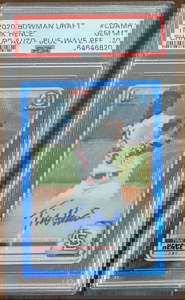 Tink Hence - 2020 Bowman Chrome Draft Picks - Blue Wave Refractor 91/150 - PSA 10