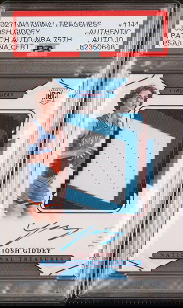 2021 national treasures josh giddey rookie patch autograph auto rpa NBA 75th /75 psa authentic auto 10