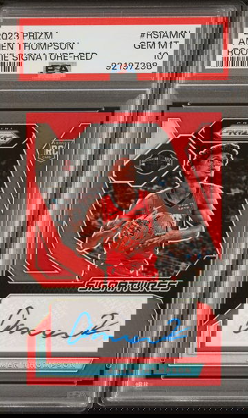 2023 Prizm Amen Thompson RC AUTO /99 / RED ROOKIE SIGNATURES / Color Match / PSA 10 / RSIAMN / Houston Rockets
