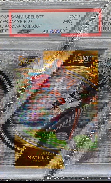 2018 Panini Select Baker Mayfield Field Level FOTL Orange Pulsar RC #8/9 - PSA 9! 