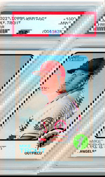 2022 Topps Heritage #100 Mike Trout Error PSA 9 MINT!