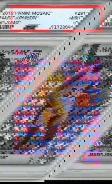 2019 PANINI MOSAIC PINK CAMO #291 MAGIC JOHNSON CARD LAKERS PSA 9 LOW POP