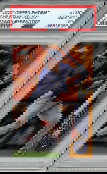 2020 TOPPS CHROME ORANGE REFRACTOR #138 CHRISTIAN YELICH LE 19/25 PSA 10 LOW POP