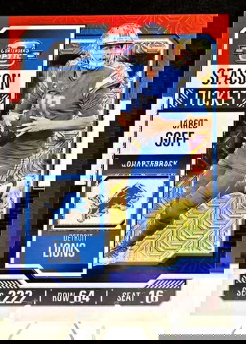 2023 Panini Contenders  Red White Blue  Mojo  Season Ticket  Jared Goff  /13  Lions 