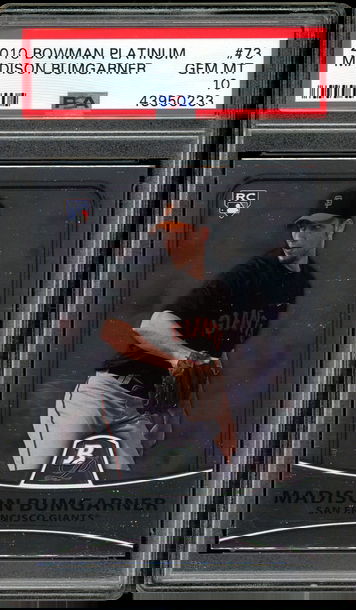 MADISON BUMGARNER RC PSA 10 2010 BOWMAN PLATINUM #73 GEM MINT GIANTS